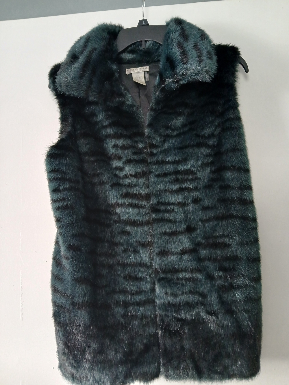 Alberto Makali Teal Faux Fur Sleeveless Vest